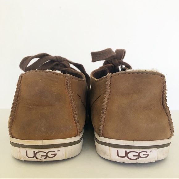 UGG Vanowen Nubuck Leather Lace Up Brown Shoes Sneakers - Picture 4 of 13